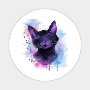 Domestic Shorthair Cat Water Color Pop Art Design for Cat Lover Magnet